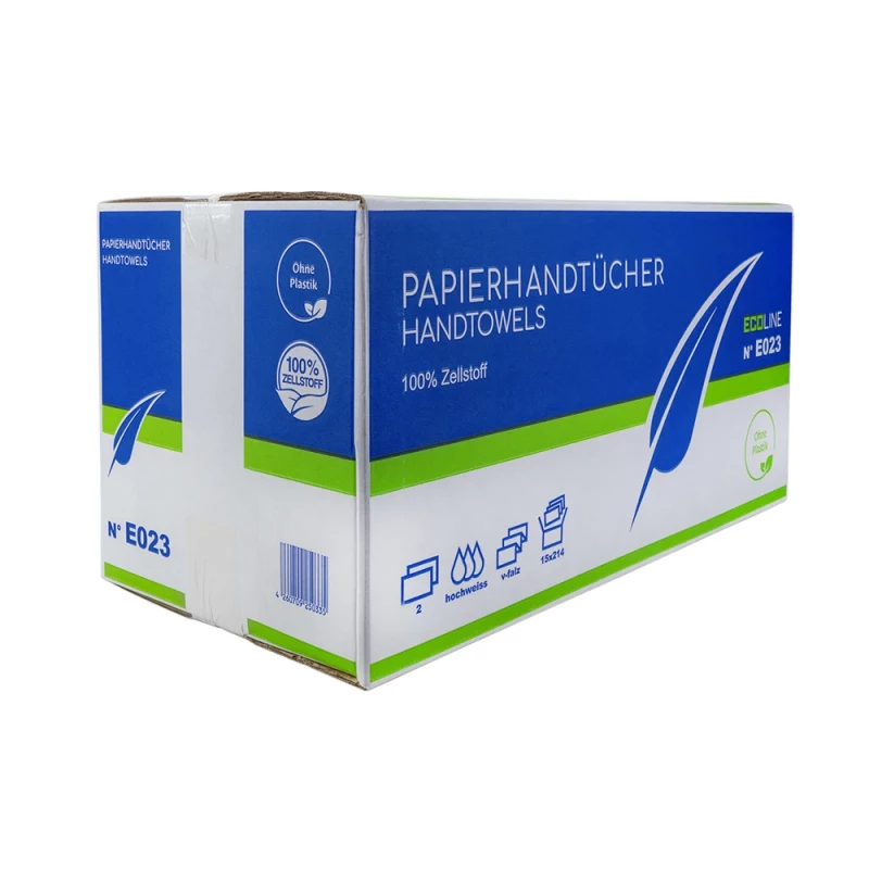 Papierhandtücher 2 lagig hochweiß Zellstoff ZZ Faltung 25x21cm Karton