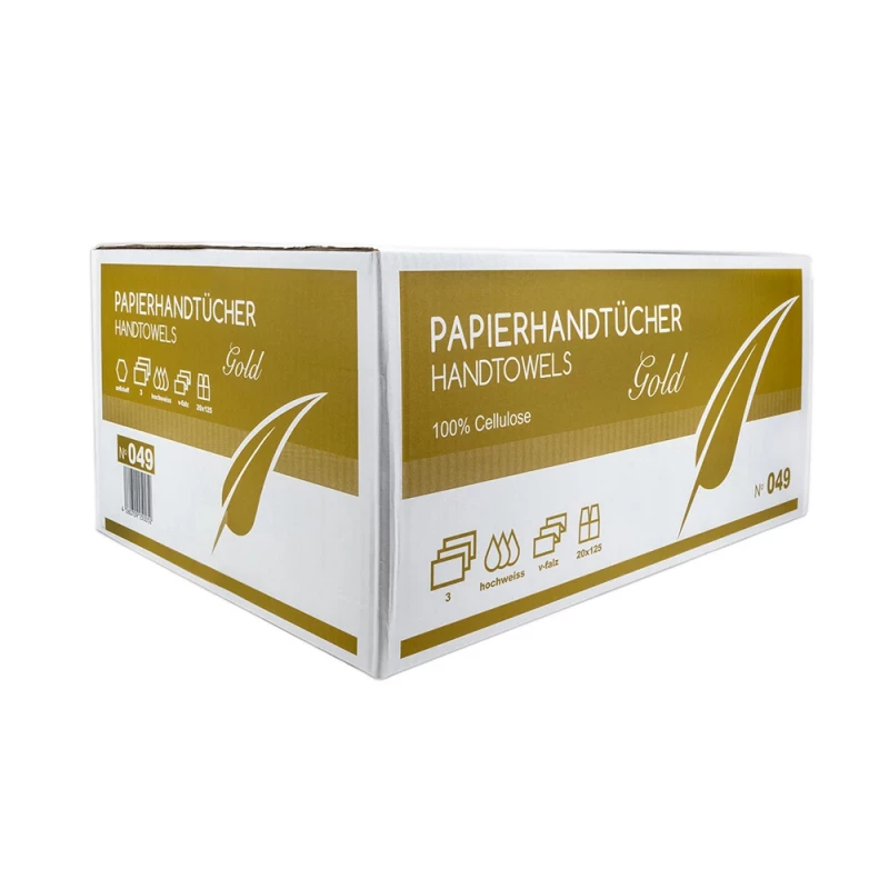 Papierhandtücher 3 lagig hochweiß Zellstoff GOLD ZZ Faltung 24x21cm Karton