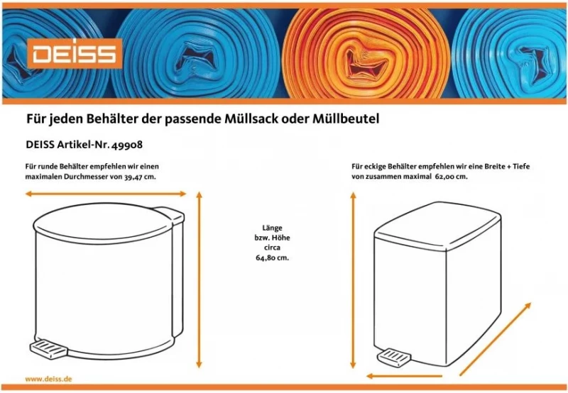 Universal Plus Müllbeutel 60 Liter, 6 my, HDPE, transparent (1 Rolle = 50 Beutel)
